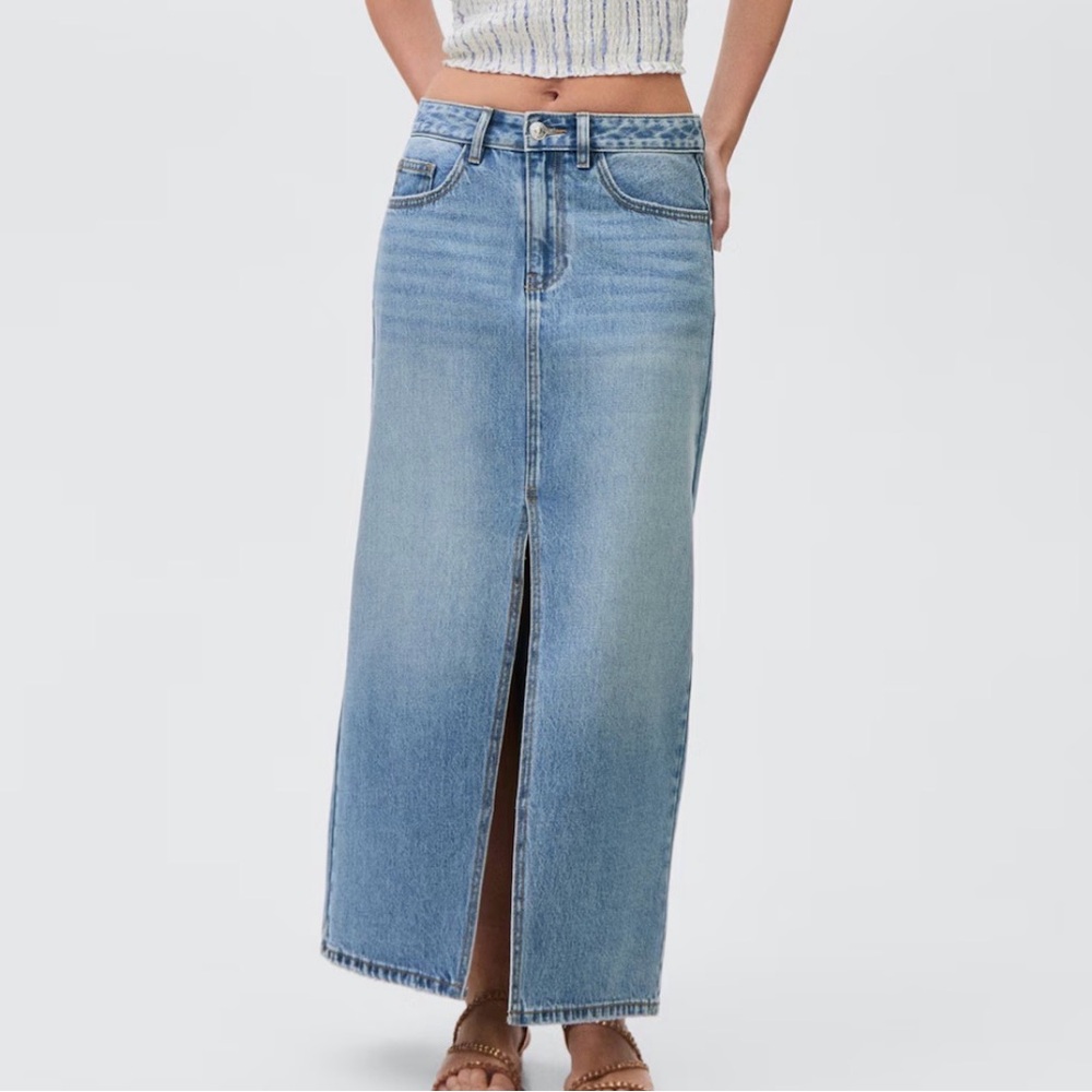 Mango Long Denim Skirt